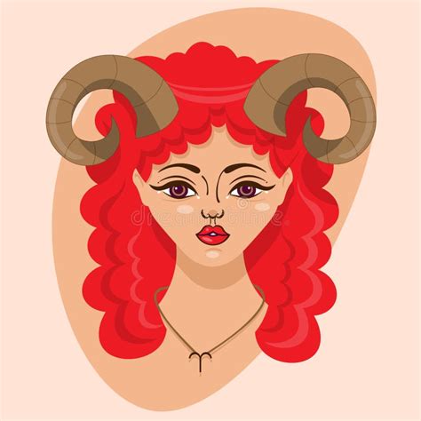 Beautiful Face Of Aries Woman Zodiac Sign Horoscope Symbol Stock