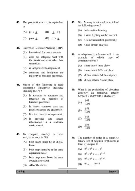 Mark your answers on the separate answer sheet. UGC NET Computer Science Exam Question Paper - 2020 2021 ...