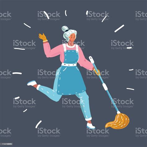 Cleaning Maid Woman With Mop Stock Illustration Download Image Now