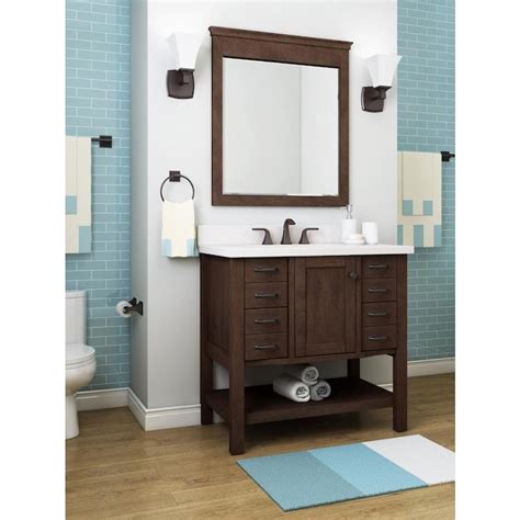 Lowes bathroom vanity mirror under $200. allen + roth Kingscote 36-in Espresso Single Sink Bathroom ...