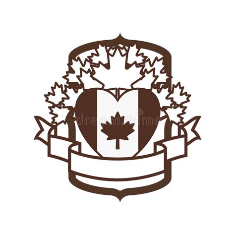 Maple Leaf Heart And Canada Symbol Design Stock Vector Illustration