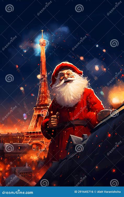 Illustration Of The City Of Paris At Christmas France Stock