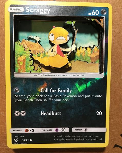 Some pokémon card art stands on its own, isolated as its own picture with events taking place in it that is only contained to that card and nothing more, while other cards actually connect to create a much. A cute little Scraggy card... | Pokemon, Family search, Cards