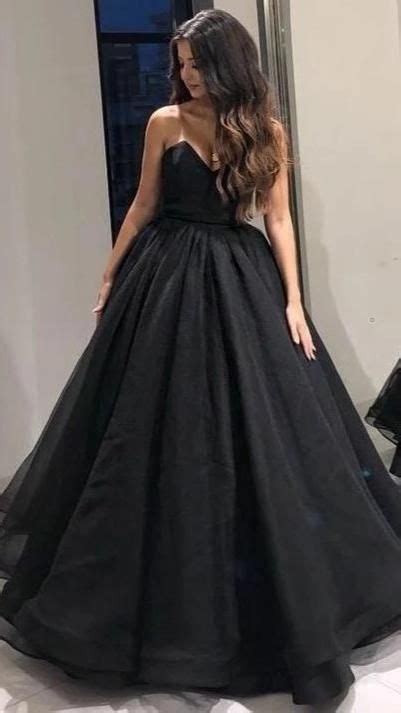 Sweetheart Black Long Prom Dresses Tulle Ball Gown Formal Gown Po