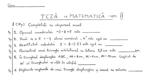 Ogeometrie Teza La Matematica Clasa 6 Semestrul 2
