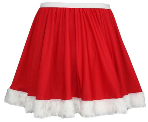 Ladies Red Santa Claus Full Circle 15 Skater Skirt With White Faux Fur Trim Cheer Dress Cheer