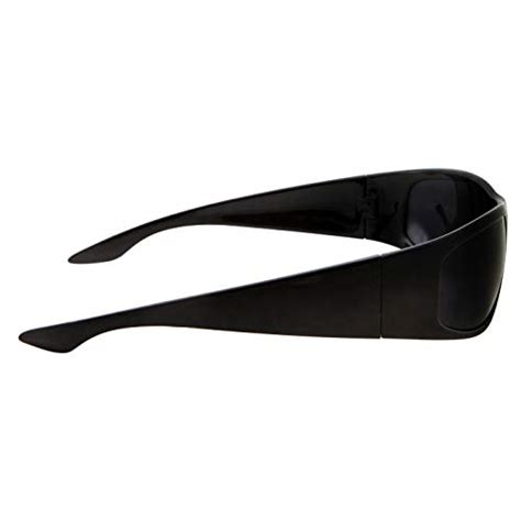 Super Dark Lens Black Sunglasses Biker Style Rider Wrap Around Frame Black Pricepulse