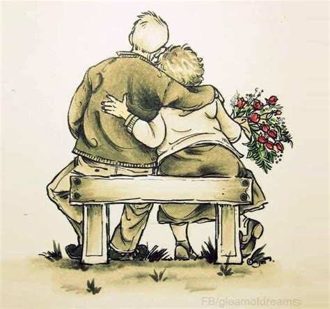 Elderly Couple Sitting On Bench Zeichnung Idee Farbe Kunstmalerei