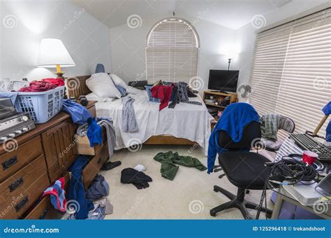 Messy Teenage Boys Bedroom Stock Photo Image Of Junk 125296418