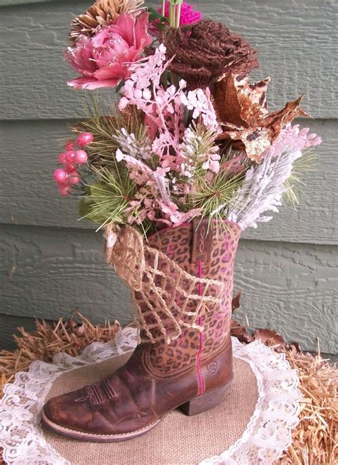 Leopard Print Cowgirl Boot Centerpiece Etsy