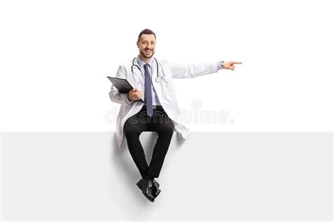 Male Doctor Pointing Blank Panel Stock Photos Free And Royalty Free