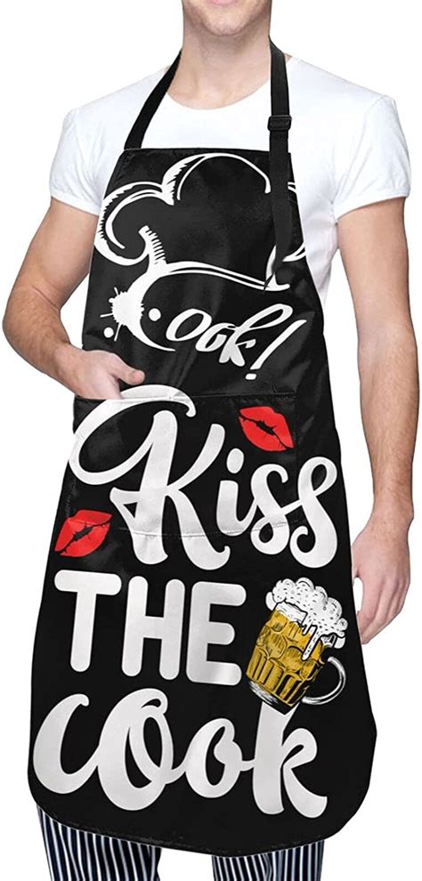 Funny Apron For Men Women With Large Pockets Kiss The Cook