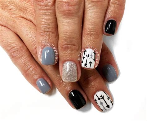 Take on the coffin nails trend and get your own hollywood glam. Arrows. Black white and grey nails. #PreciousPhan | Arrow ...
