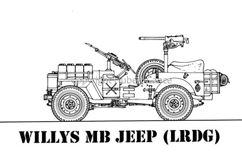 Drawing : "Willys MB Jeep, Truck, 1/4-ton, 4x4 (LRDG)" (Original art by