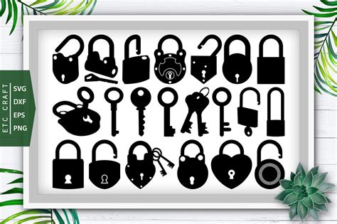 Lock And Key Svg Cut Files Security Lock Silhouette Bundle Crella