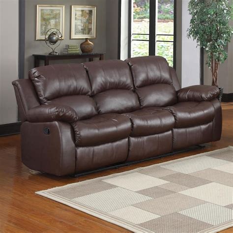 Homelegance Cranley Casual Brown Faux Leather Reclining Sofa In The
