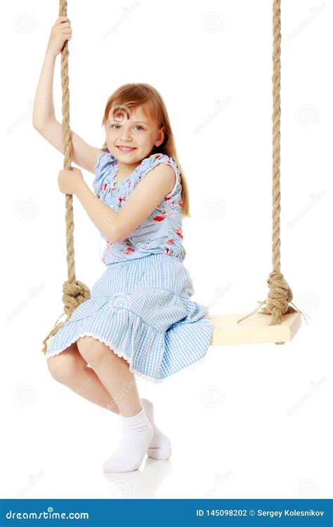 Little Girl Swinging On A Swing Stock Photo Image Of People Leisure