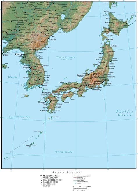 Roads, places, streets and buildings satellite photos. Japan Region Terrain map in Adobe Illustrator vector format with Photoshop terrain image JPN-XX ...