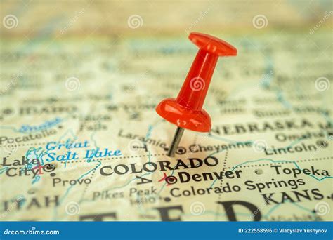 Location Colorado State Map With Red Push Pin Pointing Close Up Usa