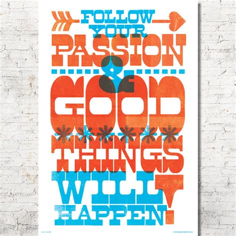 Follow Your Passion Inspirational Print Motivational Art Etsy
