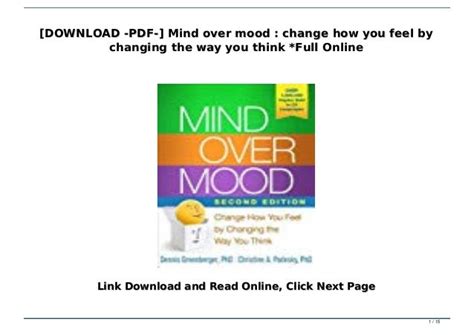 Download Pdf Mind Over Mood Change How You Feel By Changing The