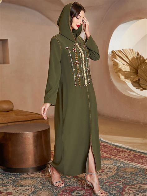 hand sewn djellaba hooded abaya for women arabic long dress moroccan kaftan muslim dubai kaftan