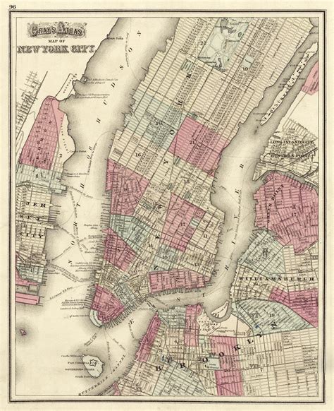Vintage Map New York City New York 1873 Etsy