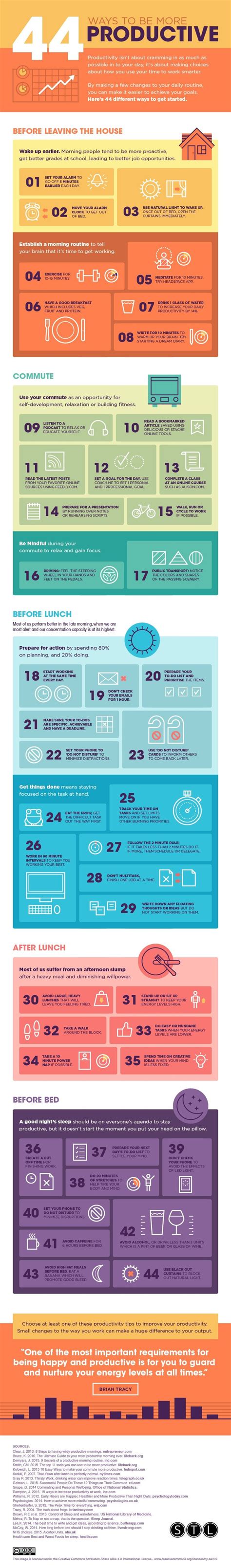44 Ways To Be Productive Infographic Rproductivity