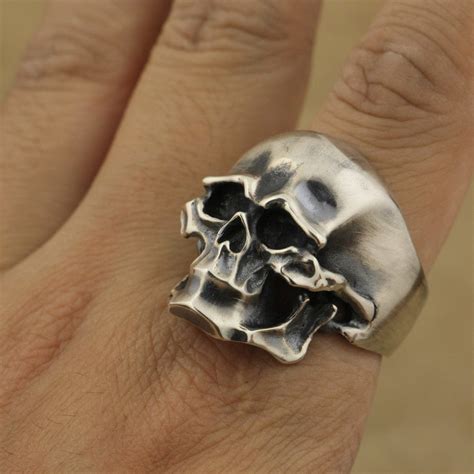 925 Sterling Silver Heavy Skull Ring Mens Biker Rock Punk Ring Ta43 Us