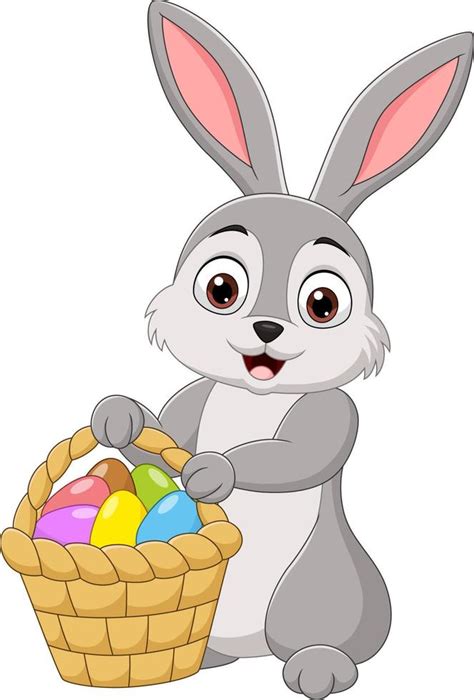 Cartoon Rabbit Holding An Easter Basket Vector Art At Vecteezy
