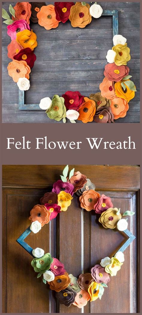 Felt Flower Wreath Tutorial For Fall Or Any Time Of Year