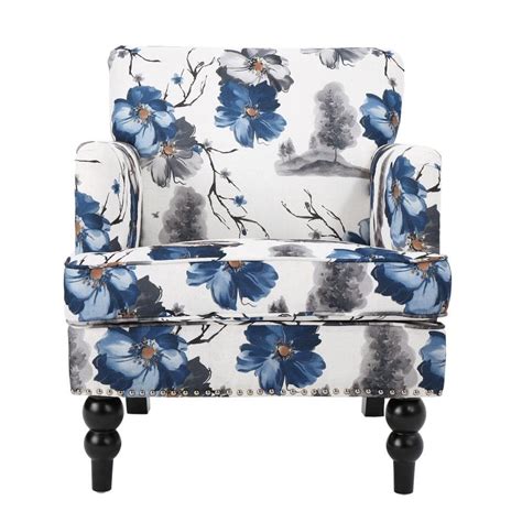 Noble House Rayna Floral Print Fabric Club Chair 11779 The Home Depot