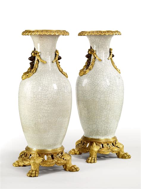 Pair Of Chinese Celadon Baluster Vases Late Napoleon Iii Period