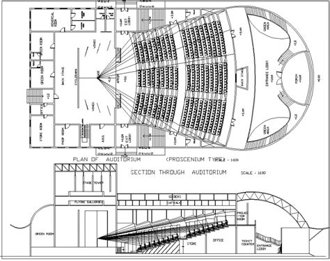 Section Of Auditorium Detail Dwg File Cadbull