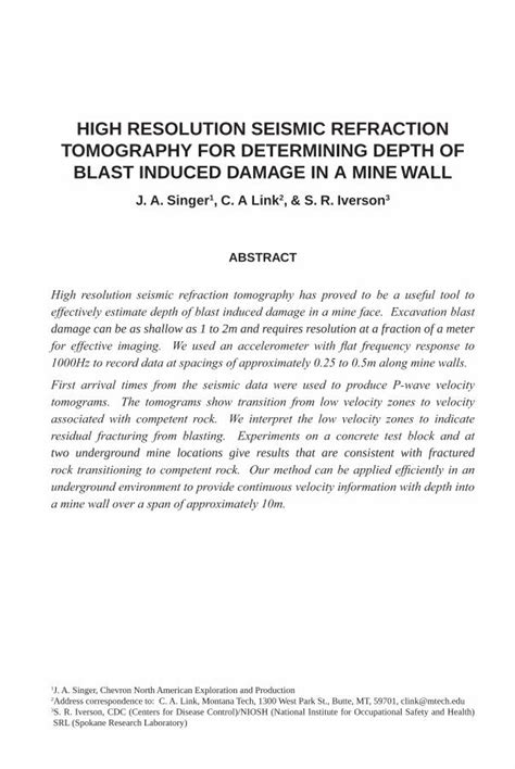 PDF High Resolution Seismic Refraction Tomography For PDF