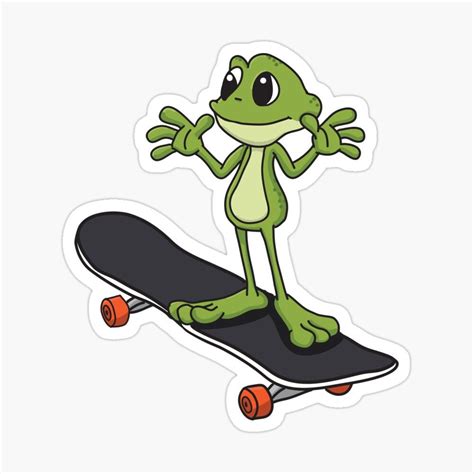 Frog On Skateboard Sticker By Coolskin Cute Frogs Skateboard
