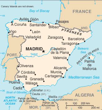 Diese fügen sich aus mehreren kulturen zusammen. Länderinformationen Spanien, Landkarte Spanien