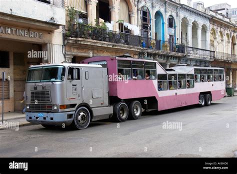 A Camello Or Camel Bus On Paseo Del Prado Central Havana Cuba Stock