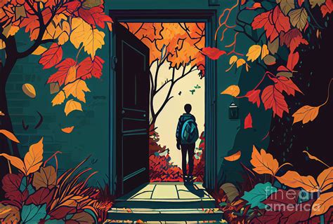 Illustration Of The Front Door Of House Seasonal Travel Image Digital