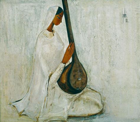 Woman Playing Sitar Veena B Prabha Indian Art Painting Life Size