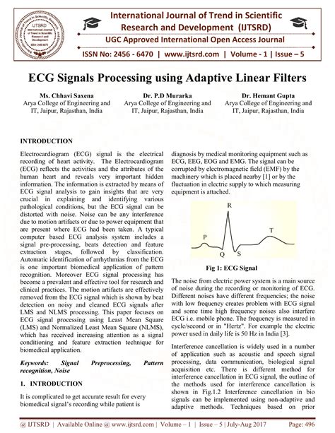 Ecg Signals Processing Using Adaptive Linear Filters