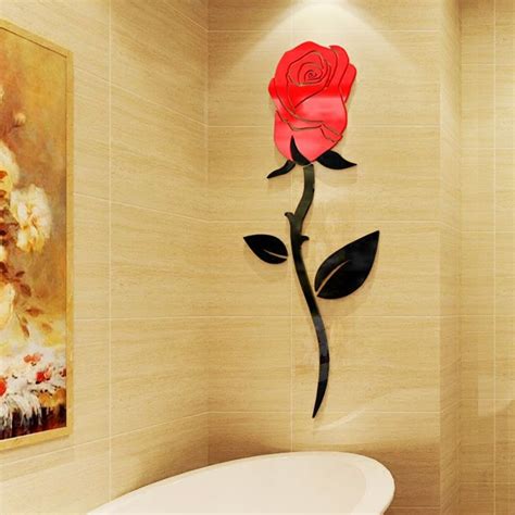 5 Size Multi Pieces Rose Flower Pattern 3d Acrylic Decoration Wall
