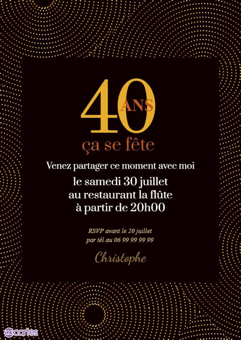 Joyeux anniversaire 2021adaptation musicale benoit hutin#joyeuxanniversaire. Cartes Invitations Anniversaire 40 ans | 123cartes