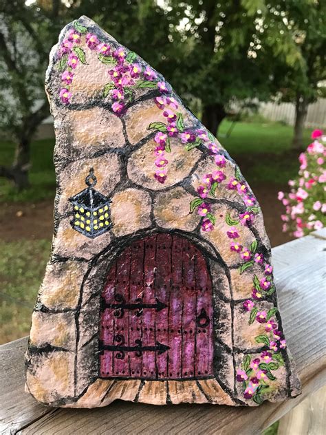 Painted Rock Fairy Door By Eve Coleman Garden Rock Art Rock