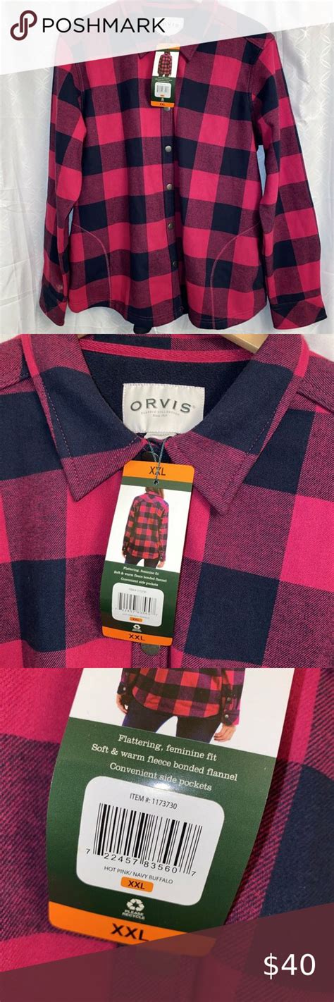 Orvis Hot Pink Navy Buffalo Plaid Snap Front Xxl Hot Pink Buffalo Plaid Orvis