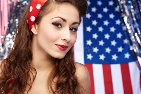 Patriotic American Girl Stock Photo Image Of Hair Pinup 12143484