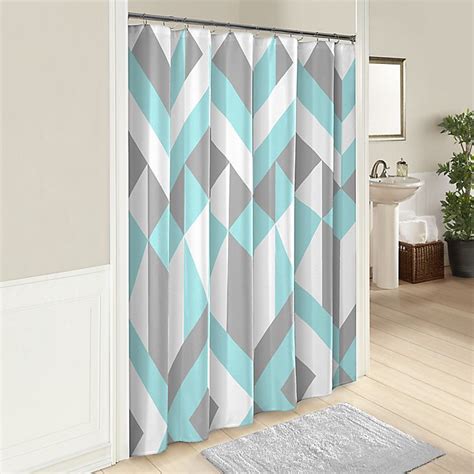 Marble Hill 72 Inch X 72 Inch Lena Shower Curtain In Aquagrey Bed