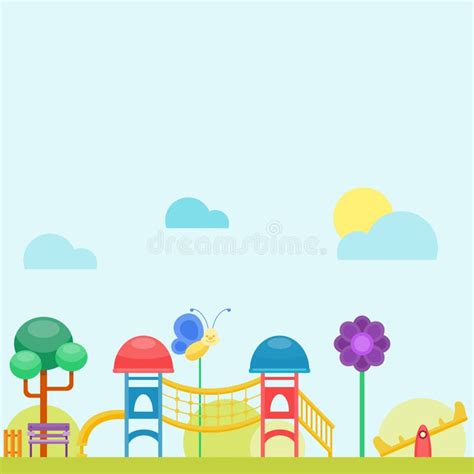 Children Playground Fun Childhood Play Park Activity Flat Vector