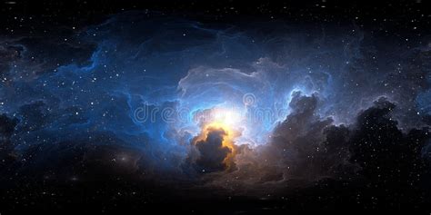360 Degree Equirectangular Projection Space Background With Nebula And
