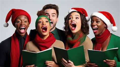 Premium AI Image A Group Of Carolers Singing Christmas Songs